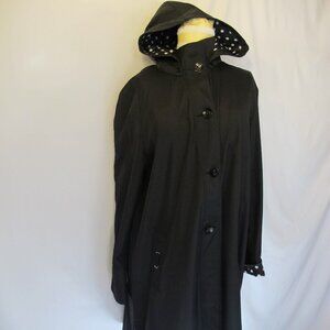 Norm Thompson black raincoat with detachable hood 1X